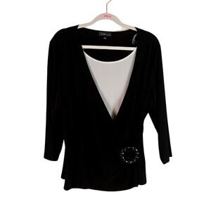 Elements women's Black Blouse with white tank layer one-piece size XL